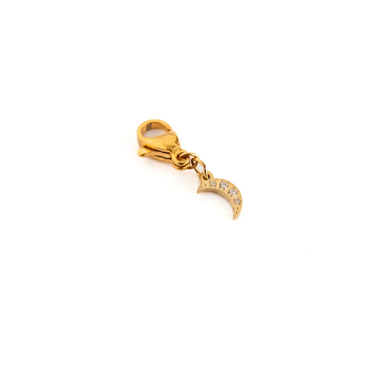 Crystal Mini Moon 18k Gold Charm- with Clasp