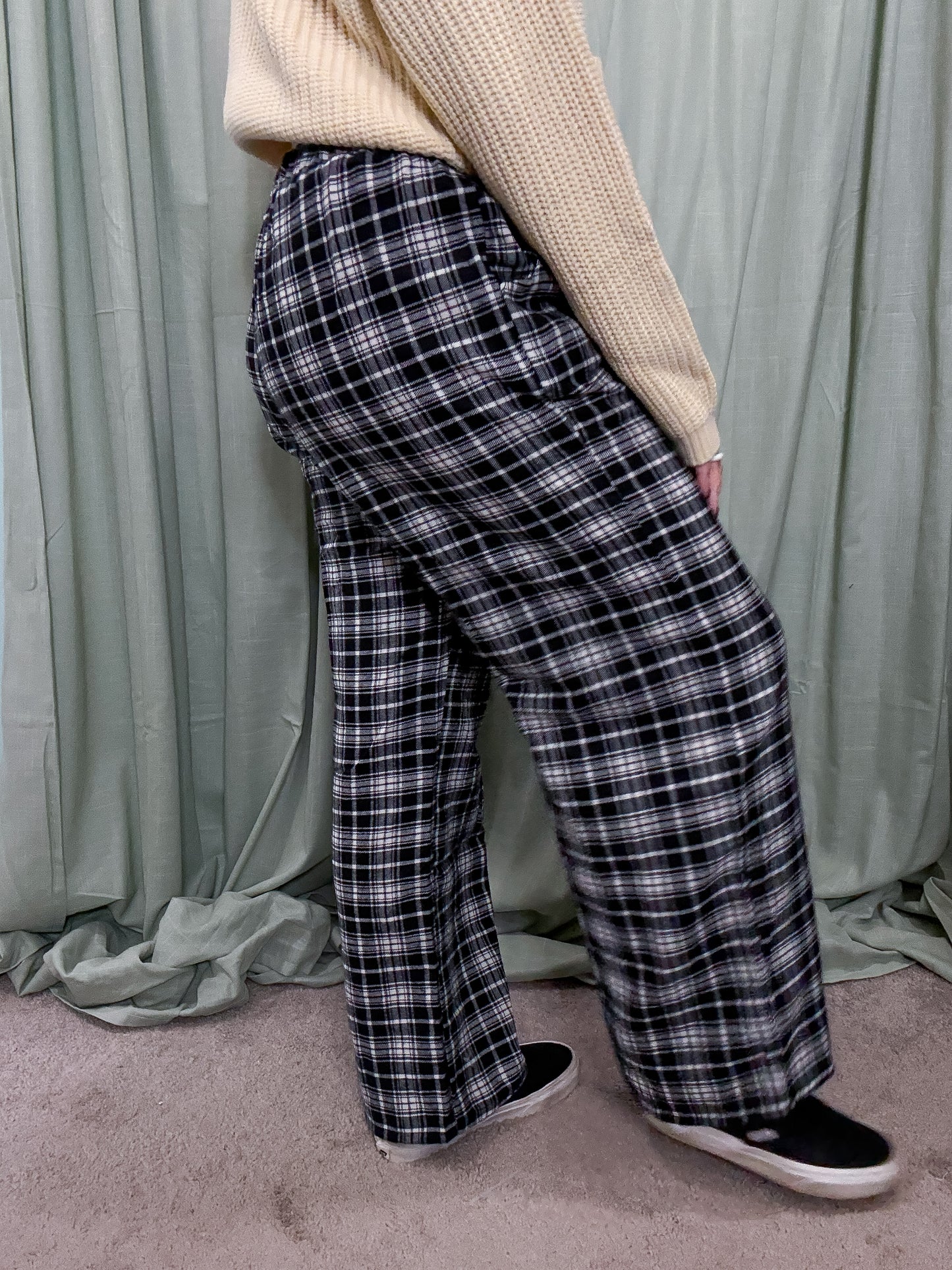 Park City Plaid Cotton Blend Wide Leg Drawstring Pants