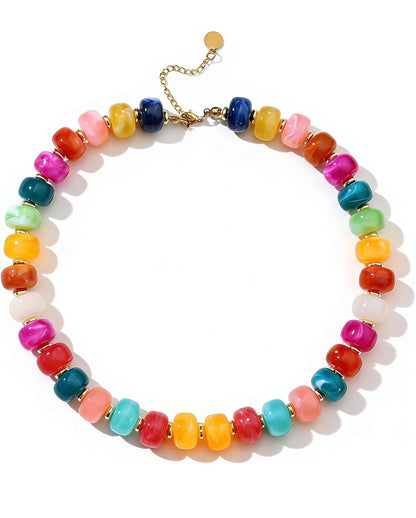 Multi Colored Statement Beaded Necklace