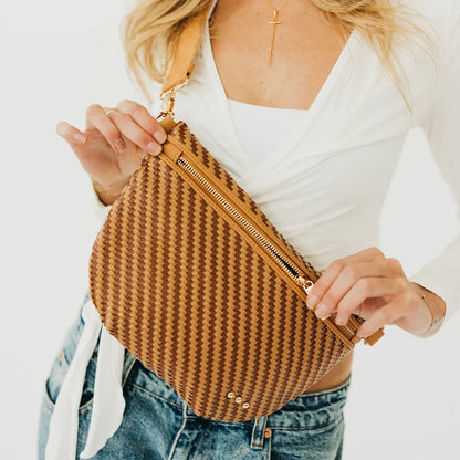 Two Tone Brown Diagonal Woven Westlyn Bum Bag