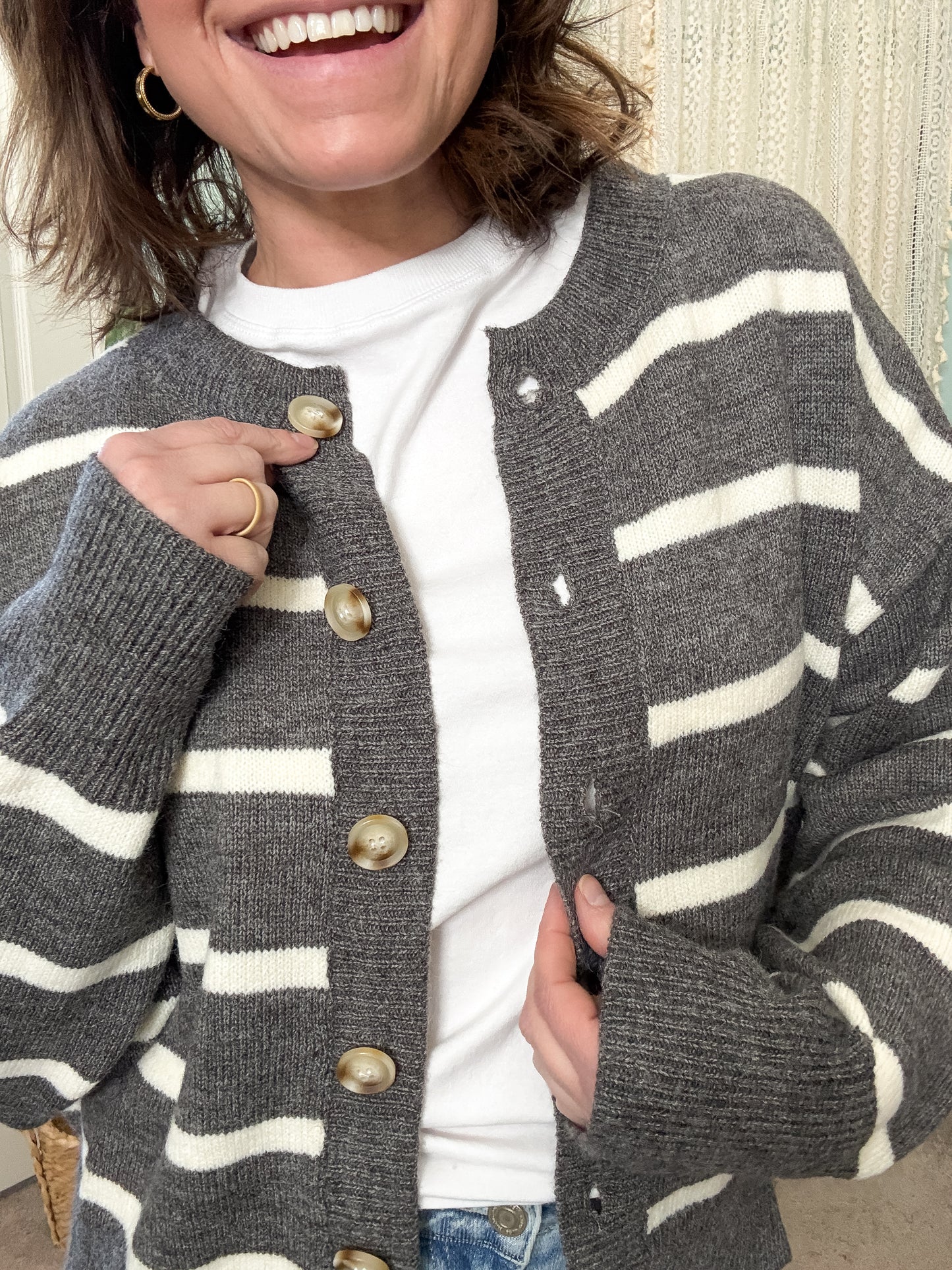 Johni Striped Soft Stretch Relaxed Cardigan