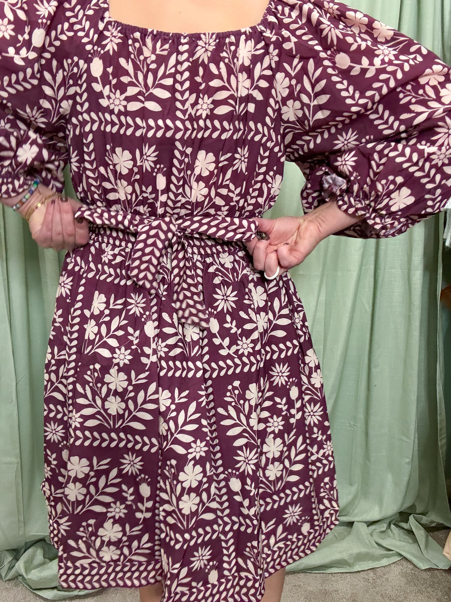 Sugar Plum Floral Print Dress with Tie Back