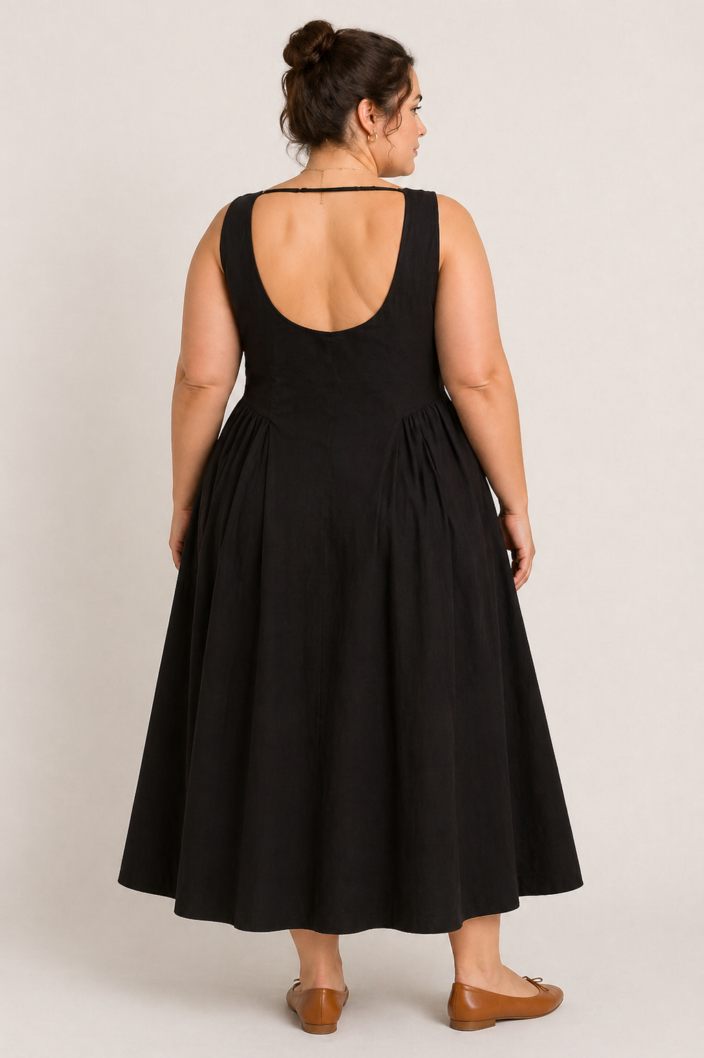 Back in Black Cotton A-Line Sleeveless Midi Dress
