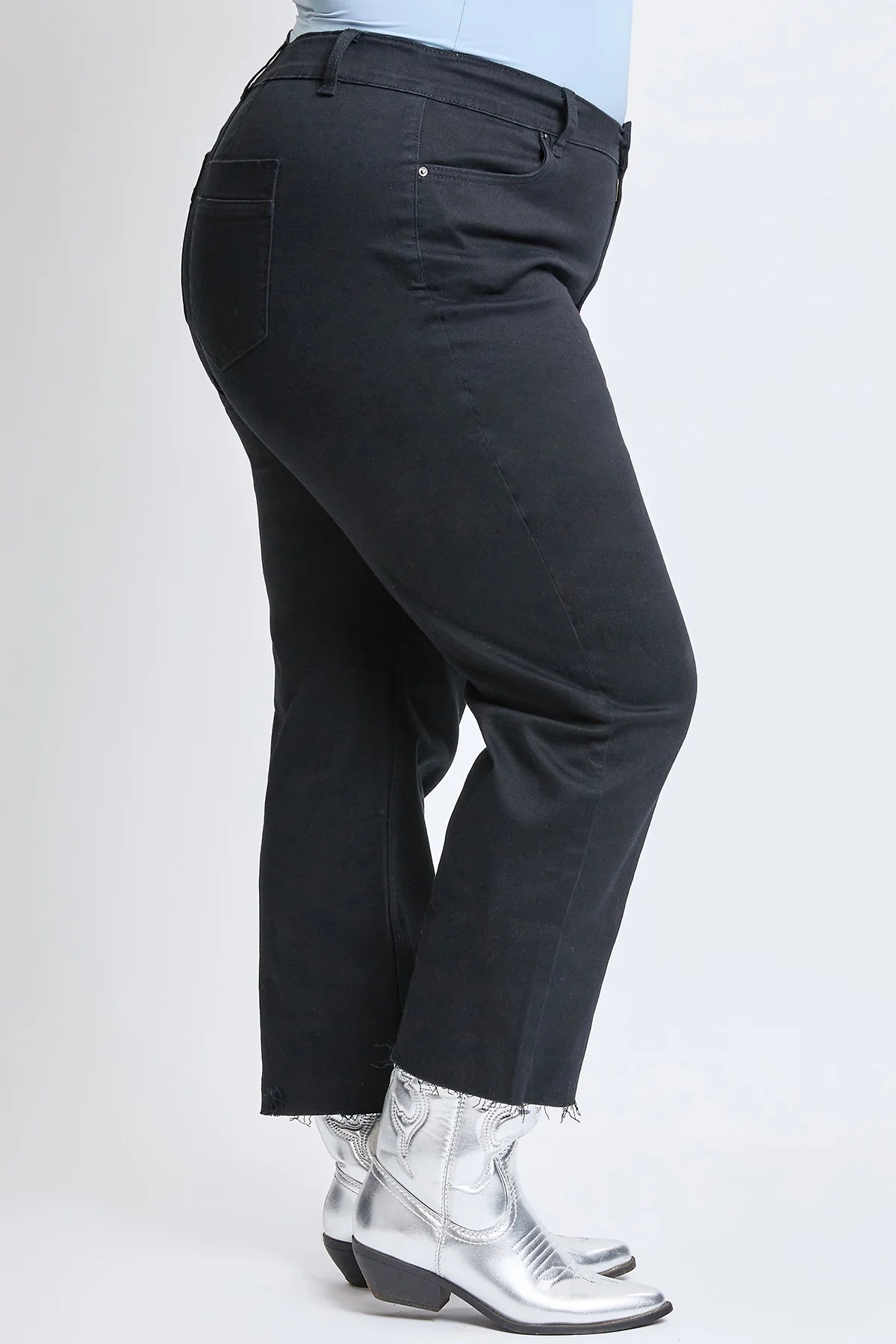 Reputation Black High Rise Cropped Wide Leg Trouser Pants