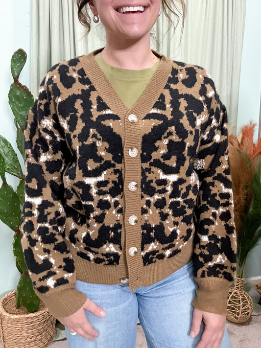 Sammi Leopard Knit Cardigan Sweater