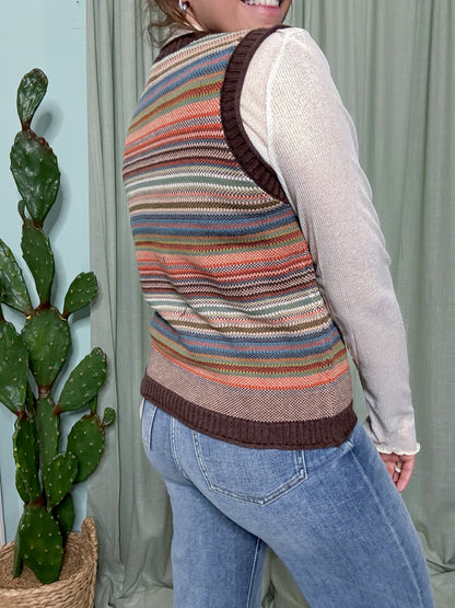 Sedona Sunset Stripe Knit Button Up Vest