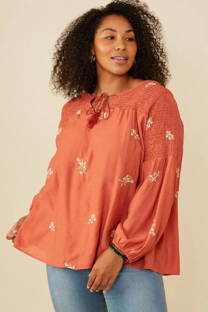 Buy Myself Flowers Embroidered Tassel Boho Blouse