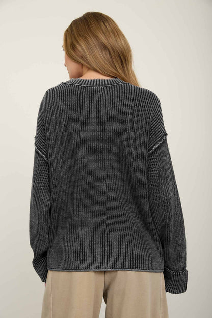Sunday 100% Cotton Washed Ribbed Relaxed Sweater