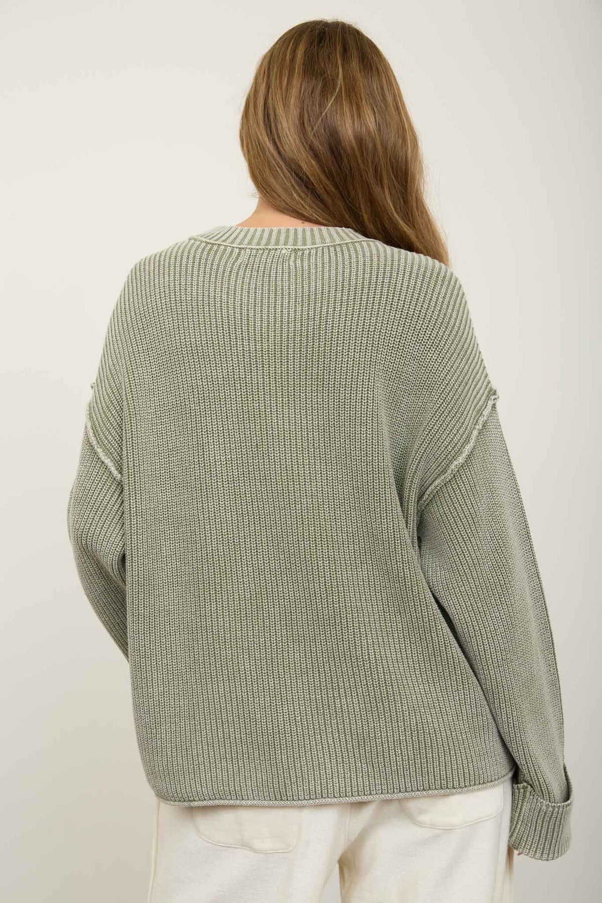 Sunday 100% Cotton Washed Ribbed Relaxed Sweater