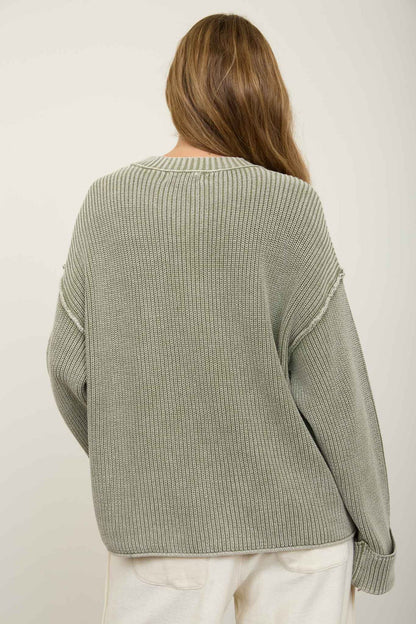 Sunday 100% Cotton Washed Ribbed Relaxed Sweater