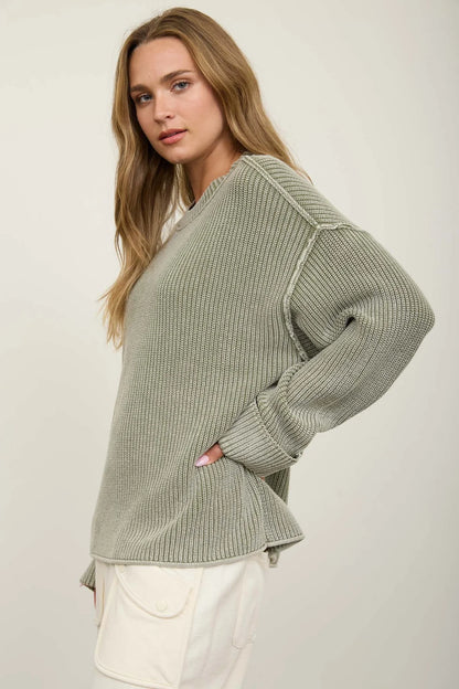 Sunday 100% Cotton Washed Ribbed Relaxed Sweater