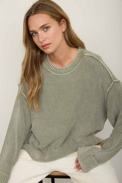 Sunday 100% Cotton Washed Ribbed Relaxed Sweater