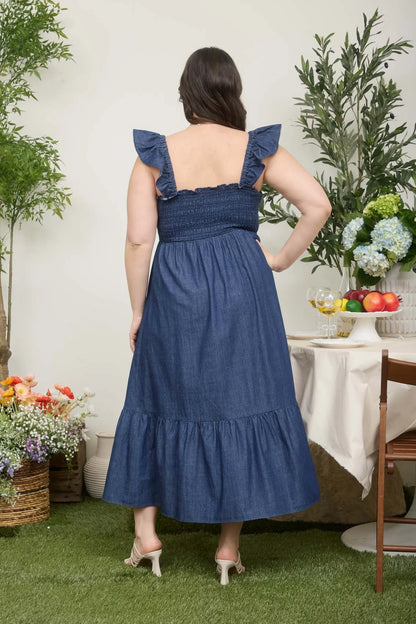 Summertime Blues 100% Cotton Denim Maxi Dress