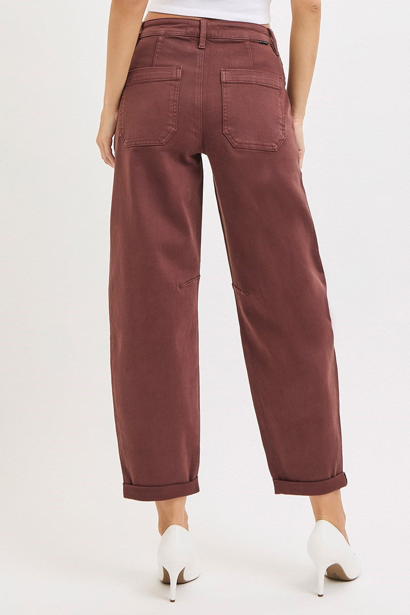 RISEN Denim Americano High Waist Cuffed Barrel Jeans