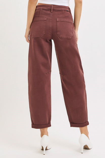 RISEN Denim Americano High Waist Cuffed Barrel Jeans