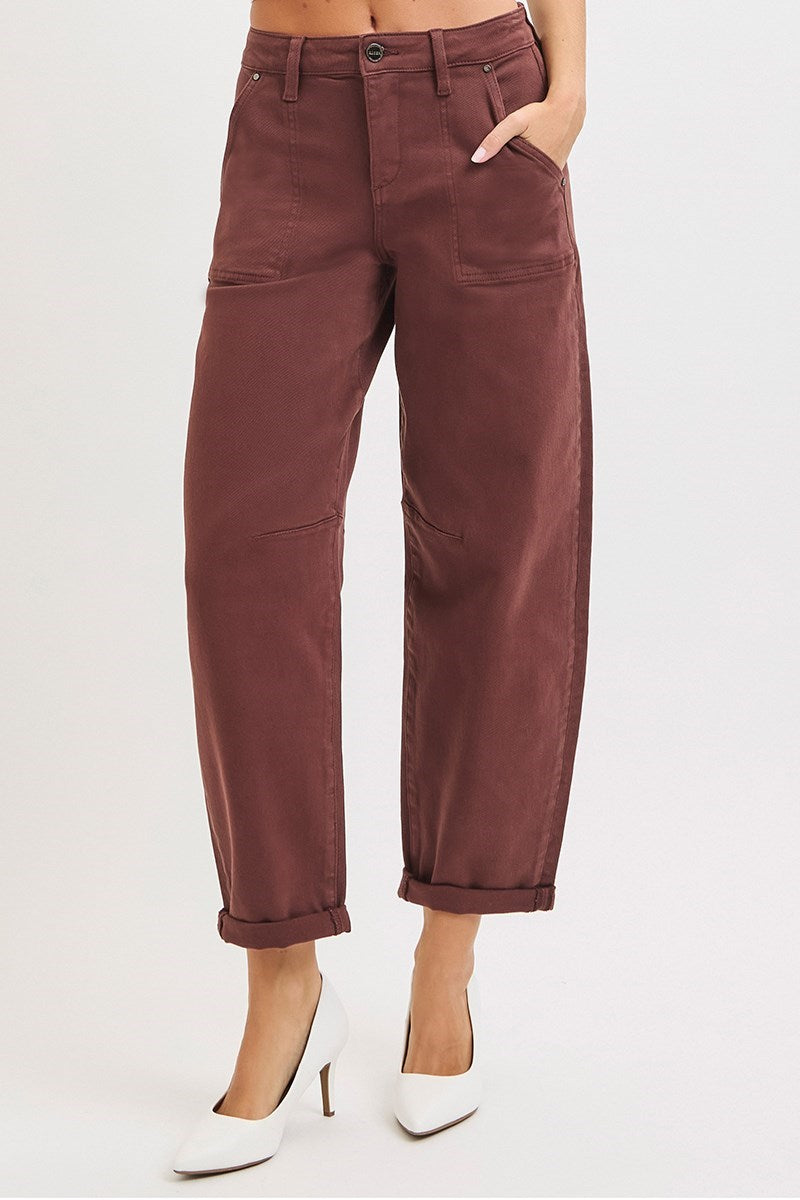 RISEN Denim Americano High Waist Cuffed Barrel Jeans