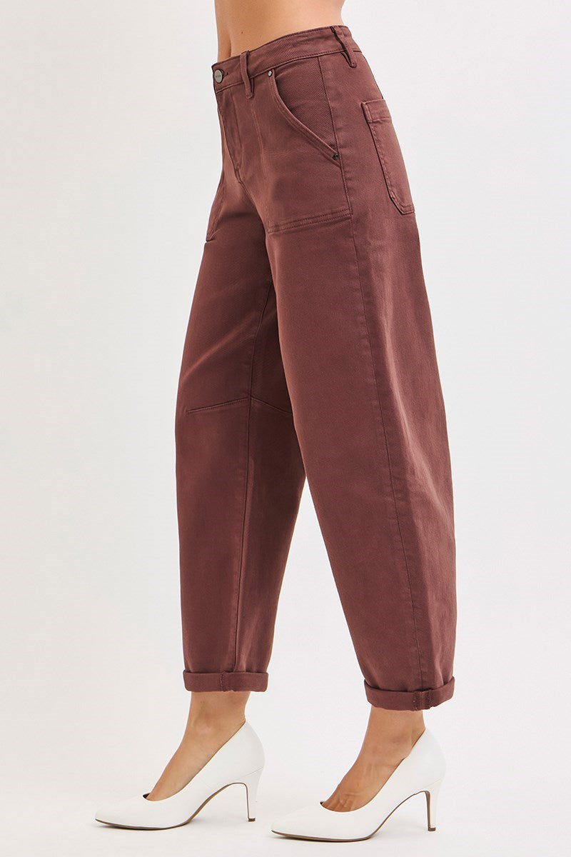 RISEN Denim Americano High Waist Cuffed Barrel Jeans