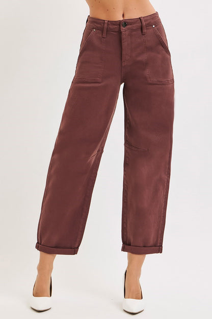 RISEN Denim Americano High Waist Cuffed Barrel Jeans