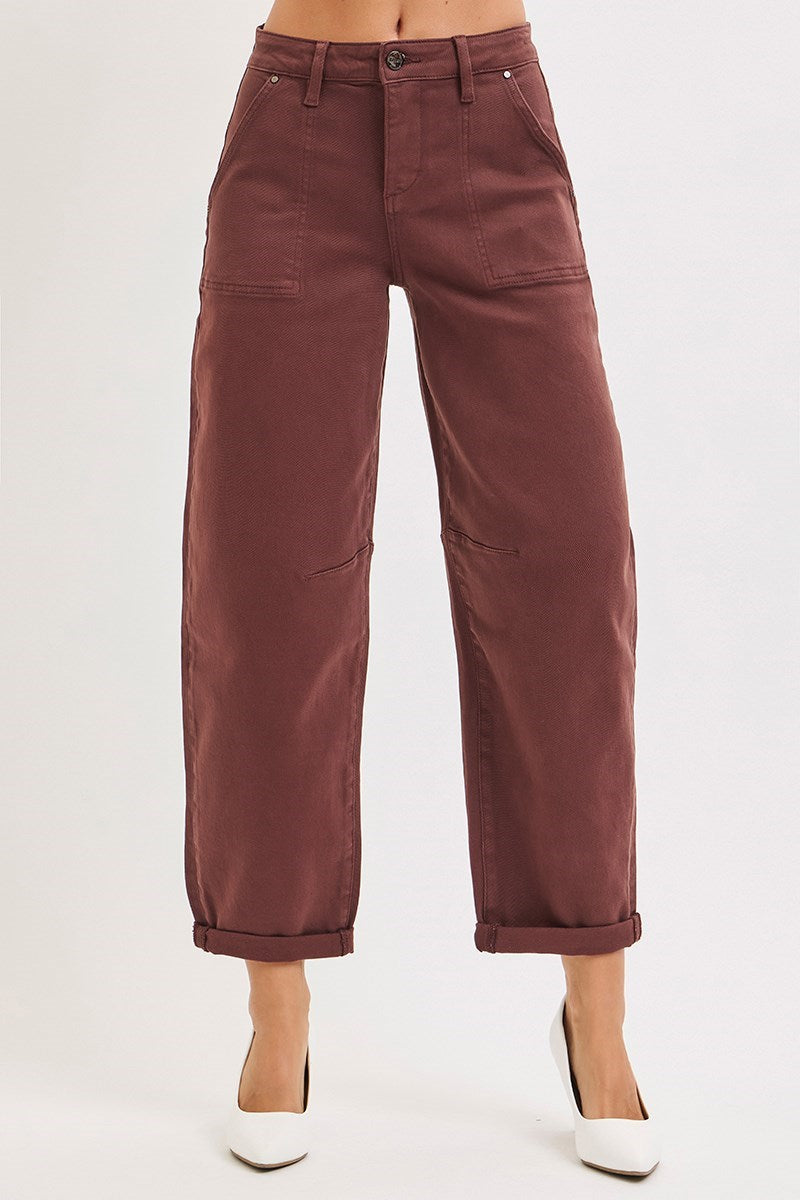 RISEN Denim Americano High Waist Cuffed Barrel Jeans