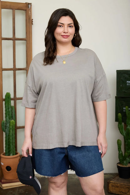 Essentials 100% Cotton Washed Oversized Tee with Exposed Seam *2 Colors*