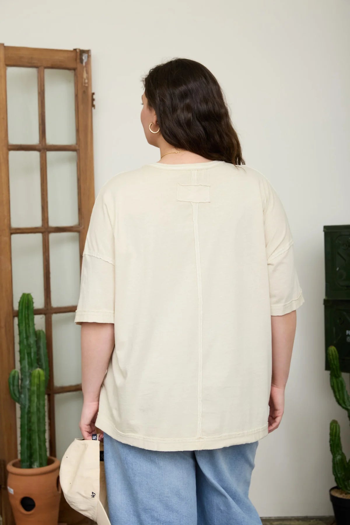 Essentials 100% Cotton Washed Oversized Tee with Exposed Seam *2 Colors*