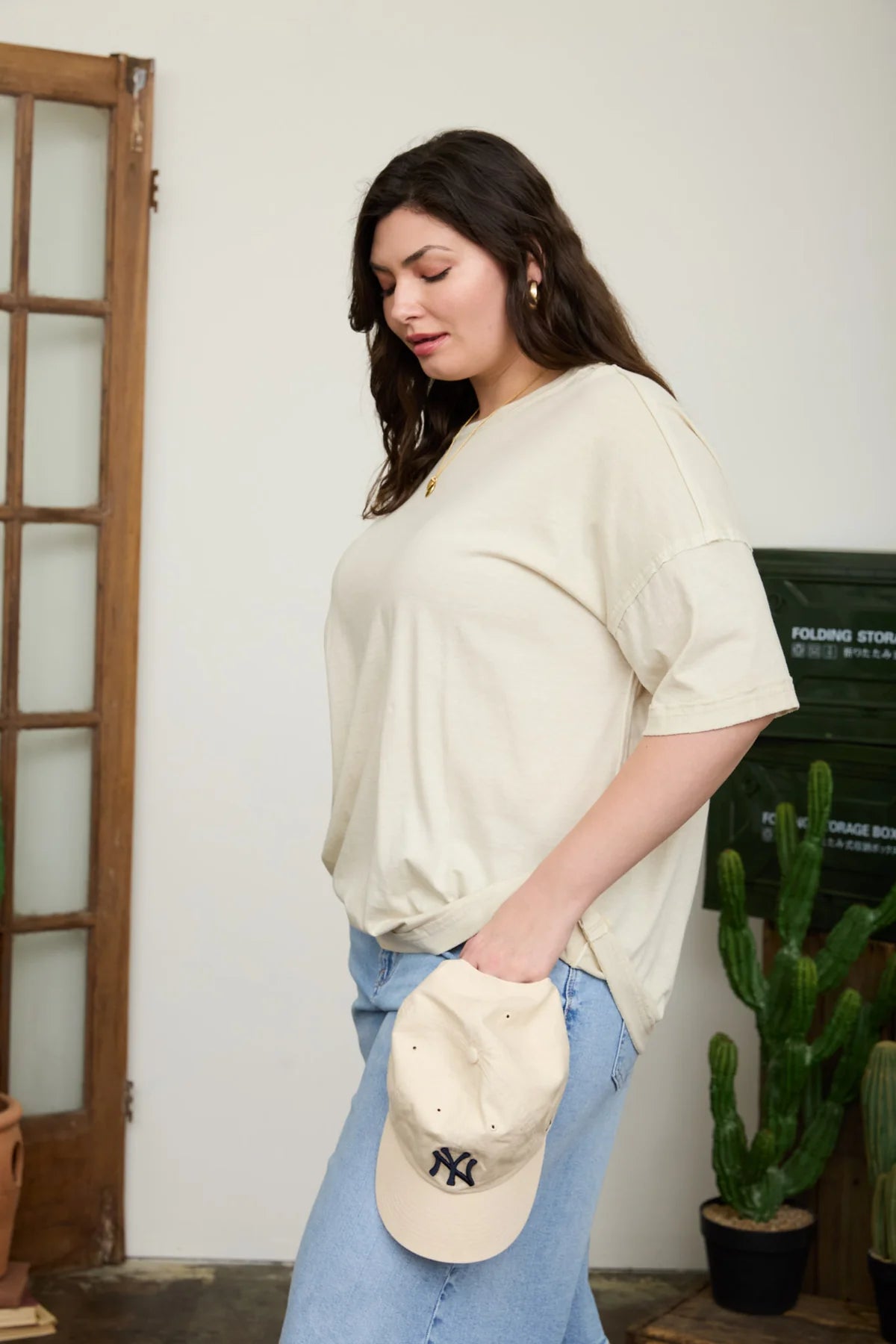 Essentials 100% Cotton Washed Oversized Tee with Exposed Seam *2 Colors*