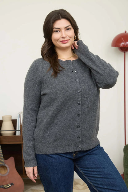 Heathers Charcoal Gray Fitted Button Up Cardigan