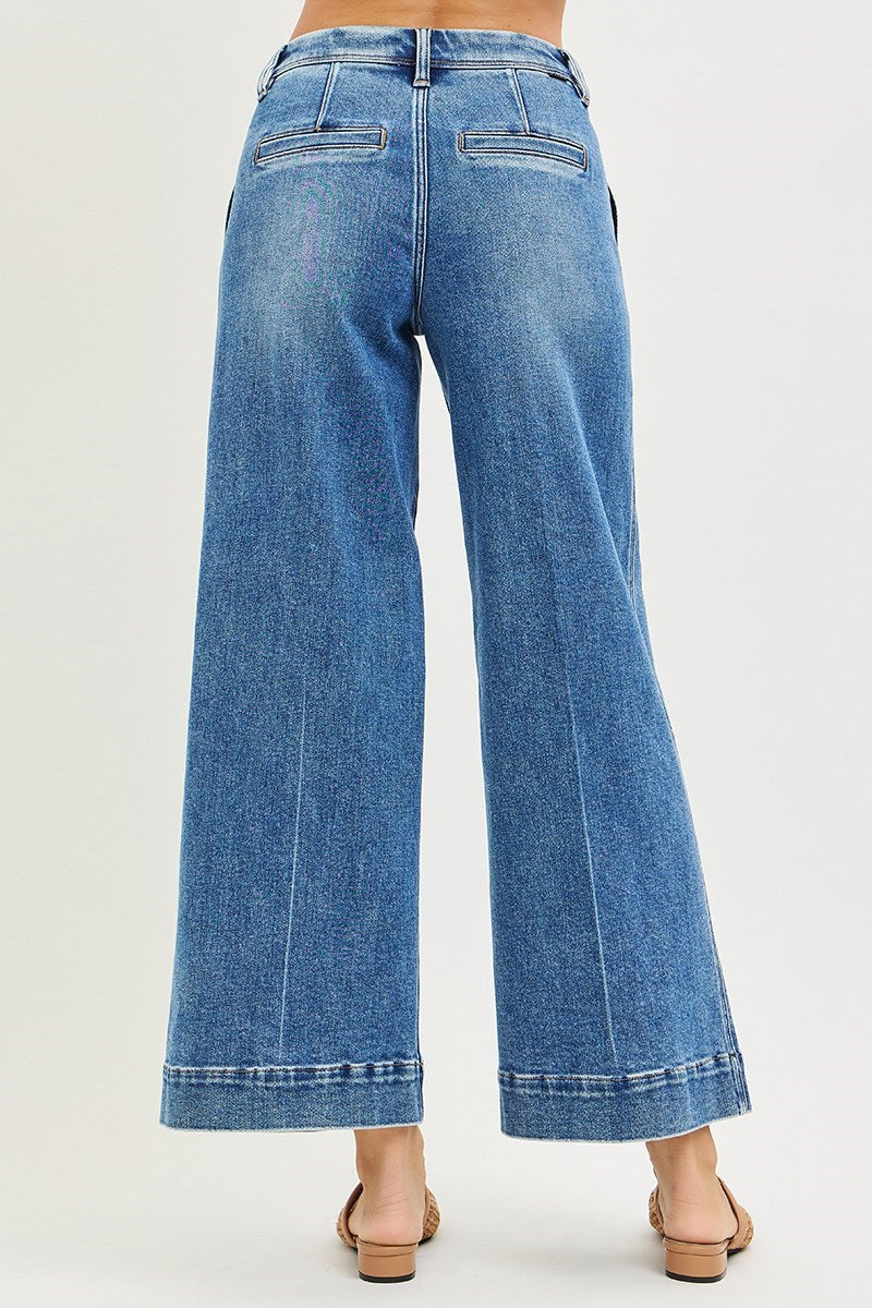 RISEN Denim Wade High Rise Slouchy Wide Leg Ankle Jeans