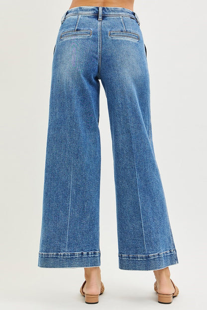 RISEN Denim Wade High Rise Slouchy Wide Leg Ankle Jeans