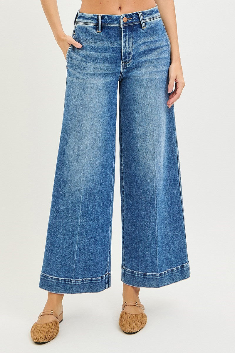 RISEN Denim Wade High Rise Slouchy Wide Leg Ankle Jeans