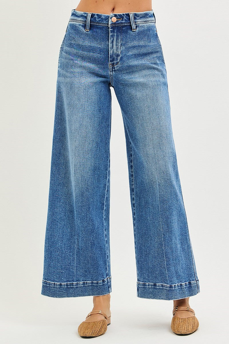 RISEN Denim Wade High Rise Slouchy Wide Leg Ankle Jeans