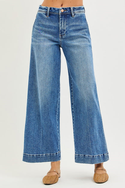 RISEN Denim Wade High Rise Slouchy Wide Leg Ankle Jeans