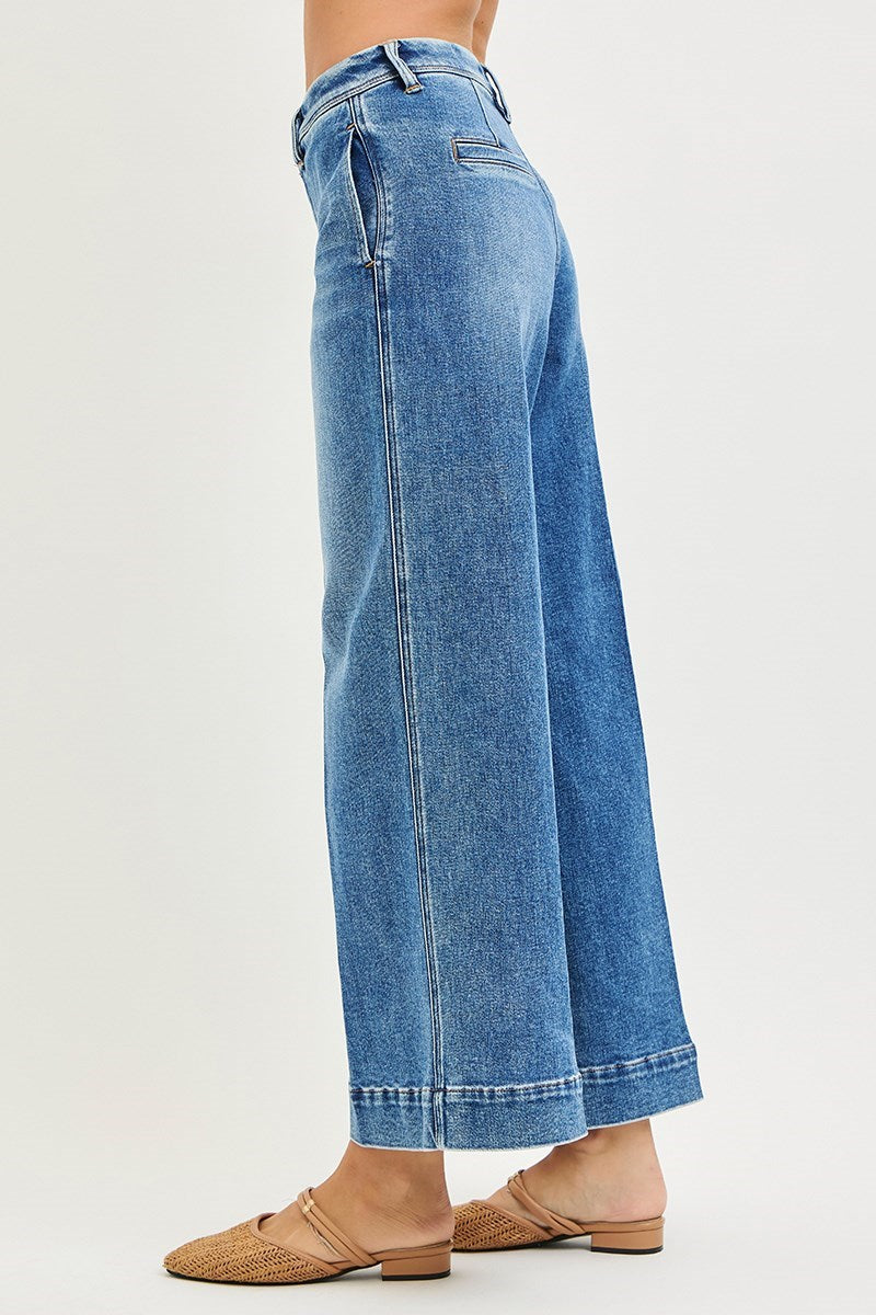 RISEN Denim Wade High Rise Slouchy Wide Leg Ankle Jeans
