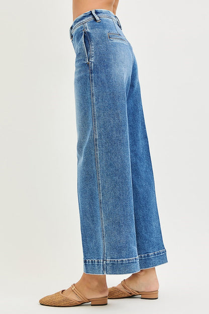 RISEN Denim Wade High Rise Slouchy Wide Leg Ankle Jeans
