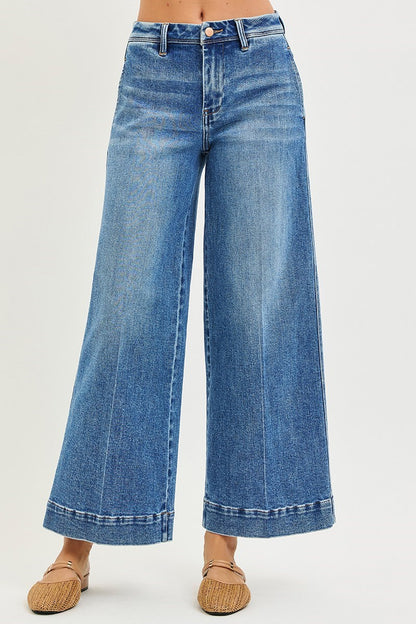 RISEN Denim Wade High Rise Slouchy Wide Leg Ankle Jeans