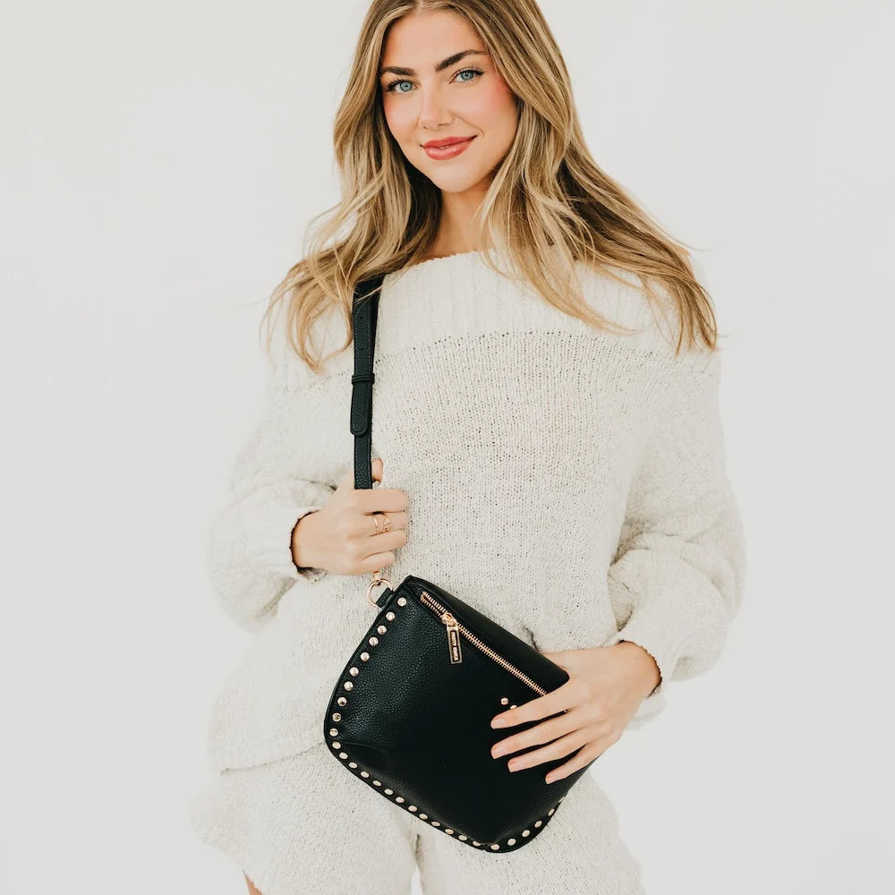 Pebble Sabrina Studded Bum Vegan Leather Bag