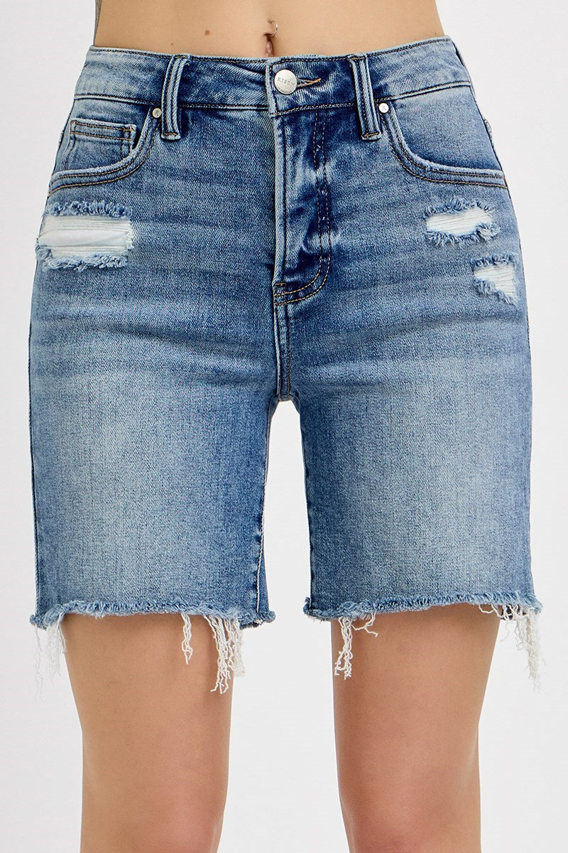 Risen Jeans Morgan  Tummy Control Relaxed Fit Distressed Shorts