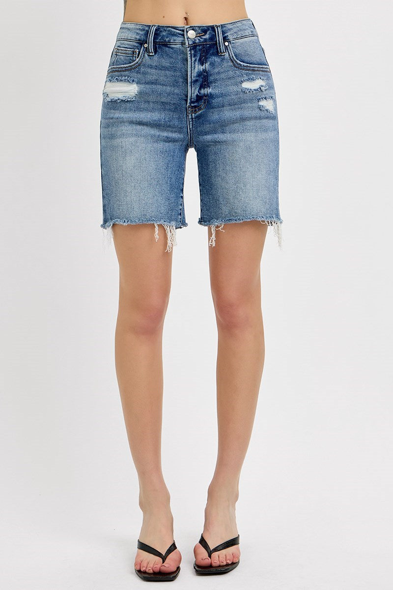Risen Jeans Morgan  Tummy Control Relaxed Fit Distressed Shorts
