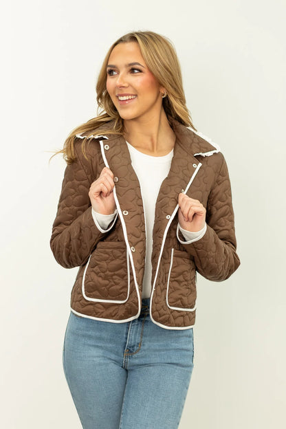 Espresso Martini Quilted Snap Front Jacket