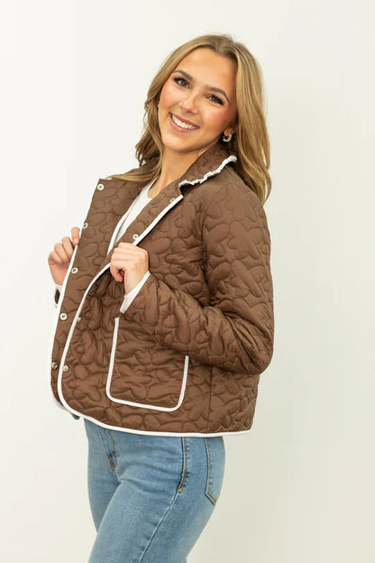 Espresso Martini Quilted Snap Front Jacket