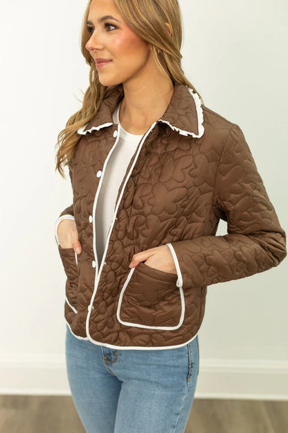 Espresso Martini Quilted Snap Front Jacket