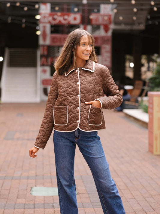 Espresso Martini Quilted Snap Front Jacket