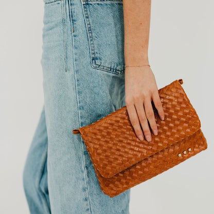 Wren Vegan Leather Woven Flap Crossbody