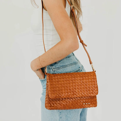 Wren Vegan Leather Woven Flap Crossbody