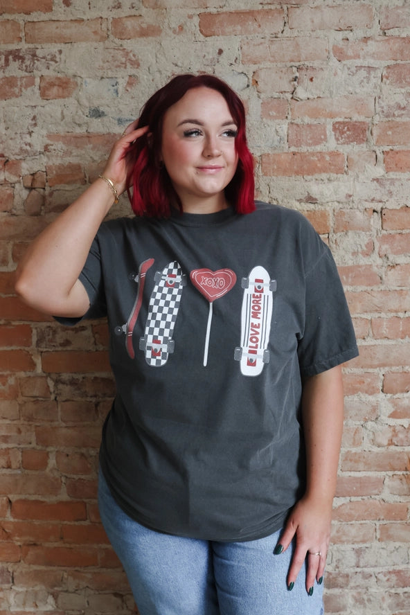 Checkered Skater Valentine's Comfort Colors Graphic Tee  Custom Order- Est. Arrival 10-14 Business Days after close