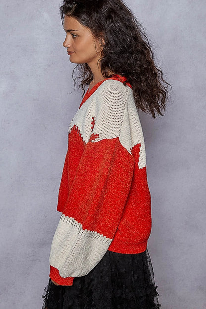 Switzerland Chenille Oversized Sweater with Pearl Detail