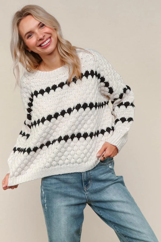 Ivory & Black Denver Stripe Sweater