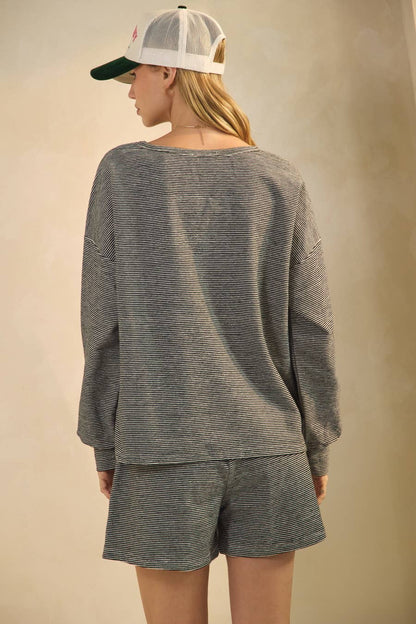 Lay Low 2-piece Cotton Blend Striped Knit Lounge Set