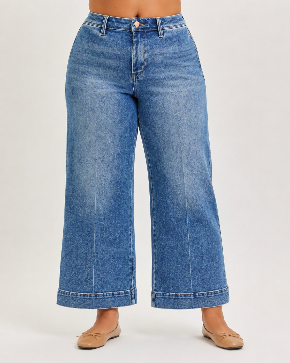 RISEN Denim Wade High Rise Slouchy Wide Leg Ankle Jeans