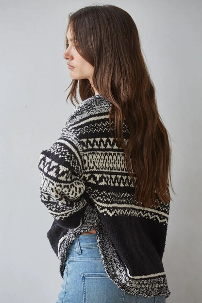 Finland Cotton Blend Fair Isle Knit Sweater